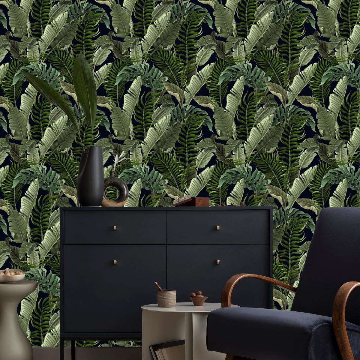 Tapeta Ścienna Do Salonu LIŚCIE Tropikalne Bananowiec Monstera Rośliny nr. 13