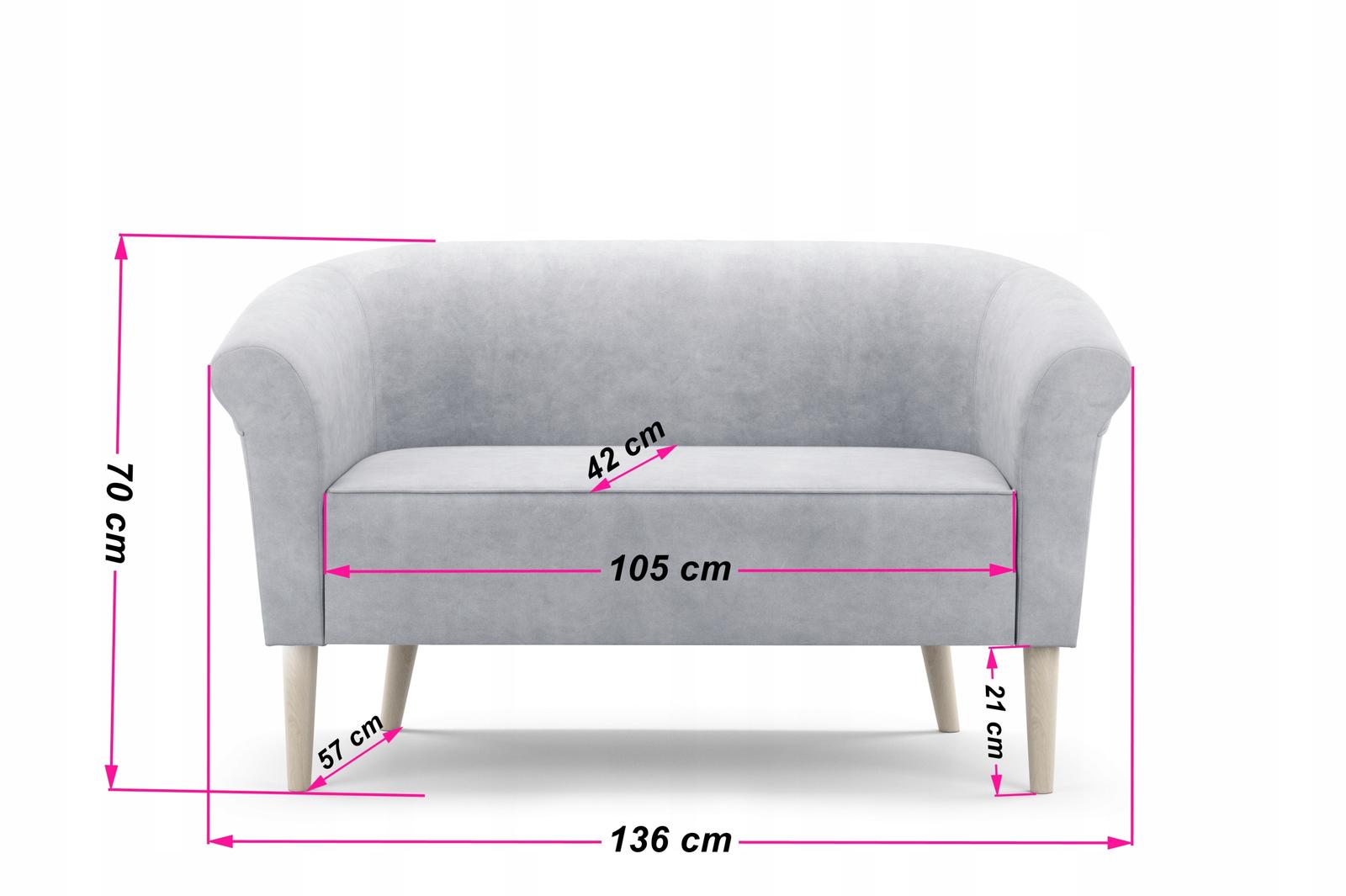 Sofa ESPERO 136x57x70 cm dwuosobowa w stylu skandynawskim welur brązowa do salonu nr. 6