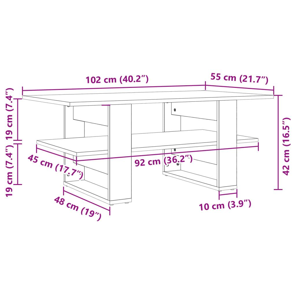  Stolik kawowy 102x55x42 cm z przestronnymi przegrodami dąb sonoma do salonu nr. 8