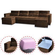 Narożnik Varius BIG 297x74x140 cm kształt U z funkcją spania i przechowywania do salonu Royal brązowy - Miniaturka zdjęcia nr 2