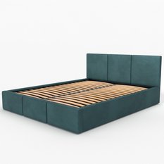 Łóżko tapicerowane do sypialni 180x200x100 cm podwójne z pojemnikiem modne turkusowe  - Miniaturka zdjęcia nr 14