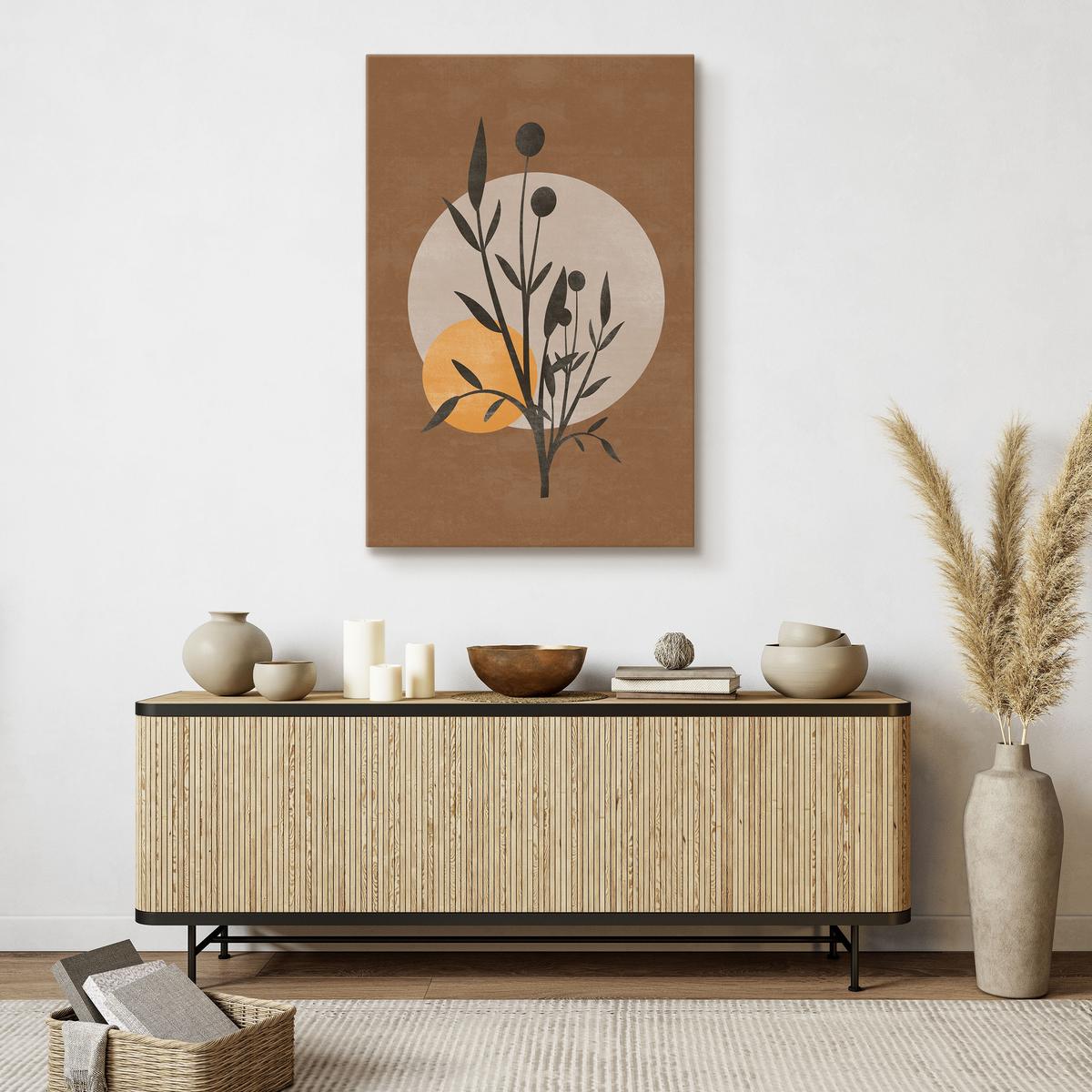 Obraz Na Płótnie Do Salonu Liście Gałązki Styl Boho Minimalizm 80x120cm nr. 7