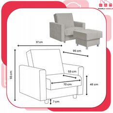 Fotel rozkładany z podnóżkiem Alicja Family Meble - Miniaturka zdjęcia nr 8
