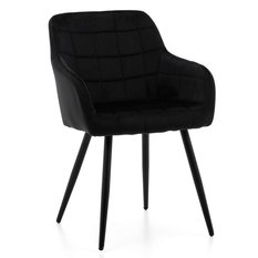 Krzesło ORTE czarne tapicerowane welurowe pikowane do jadalni lub salonu
