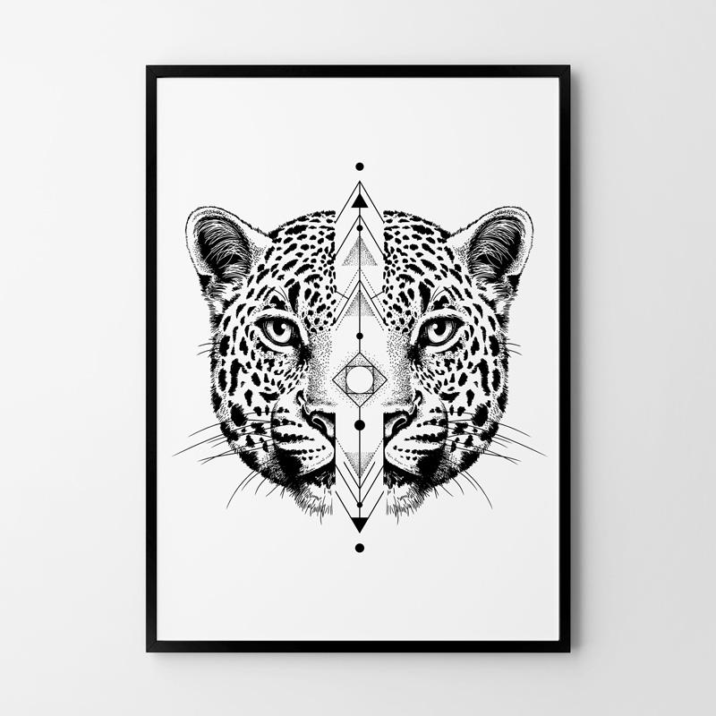 Plakat kot gepard geometria 30x40 cm dekoracja ścienna bez ram  nr. 1