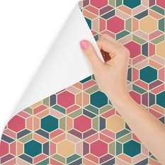 Tapeta retro geometryczna kolorowe wzory salon 