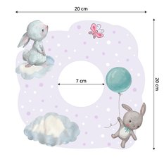 Naklejka Pod Kontakt Do Pokoju Dzieci Króliczki 20x20 Kropki Groszki Chmury Motyl - Miniaturka zdjęcia nr 2