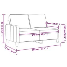 Sofa 158x77x80 cm 2-osobowa wygodna tapicerowana tkaniną brązowa do salonu - Miniaturka zdjęcia nr 8