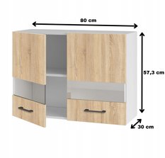 Szafka kuchenna górna 80x57x30 cm wisząca z drzwiczkami witryną dąb sonoma do kuchni   - Miniaturka zdjęcia nr 2