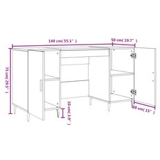 Biurko 140x50x75cm z 2 szafkami dąb sonoma do biura pokoju lub gabinetu - Miniaturka zdjęcia nr 12