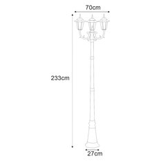 Lampa ogrodowa stojąca K-7009A2/3 STANDARD 70x233x27 cm do ogrodu czarny - Miniaturka zdjęcia nr 2