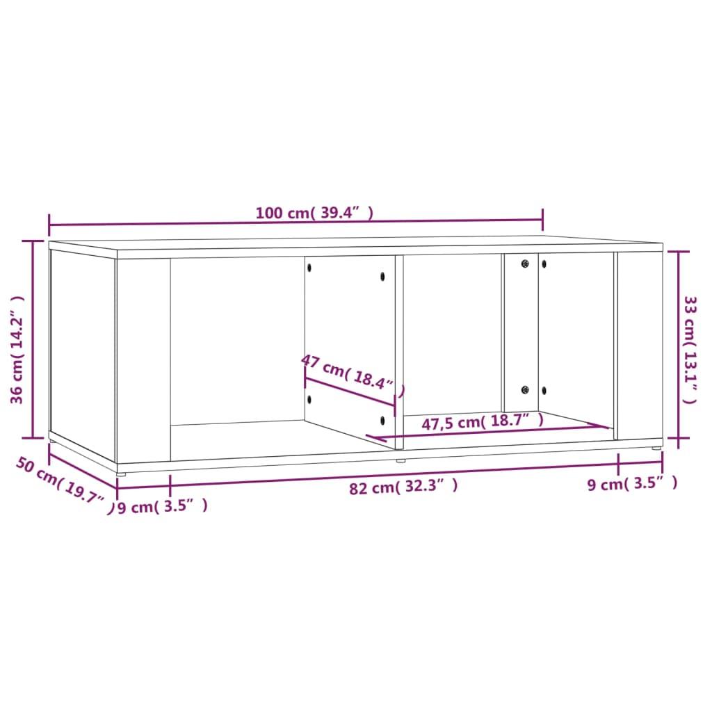 Stolik kawowy 100x50x36 cm z przestronnymi półkami szarość betonu do salonu nr. 8