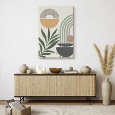 Obraz Na Płótnie Gałązki Oliwne Słońce Styl Boho Abstrakcja 80x120cm - Miniaturka zdjęcia nr 7