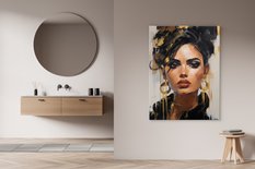 Obraz Złoty PORTRET Kobieca Twarz Styl Glamour Abstrakcja Do Salonu 80x120cm - Miniaturka zdjęcia nr 9