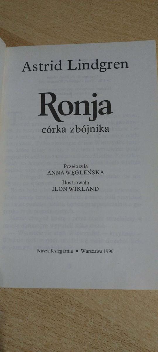 Książka  Ronja córka zbójnika   - Astrid Lindgren  nr. 2