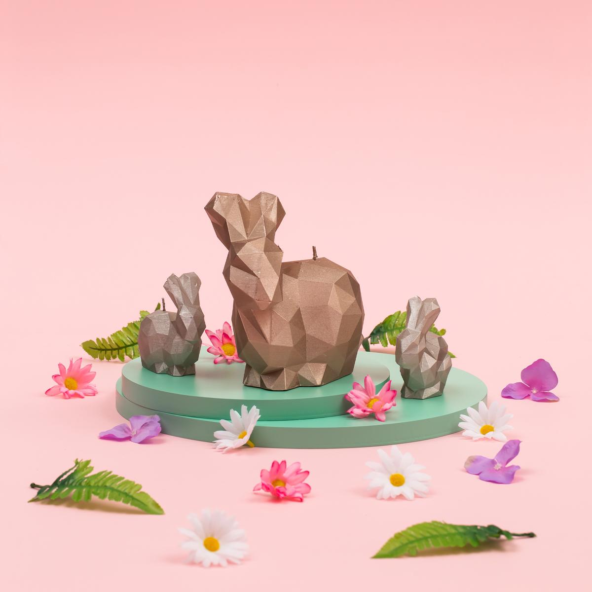 Świeca Rabbit Low-Poly Brass Small