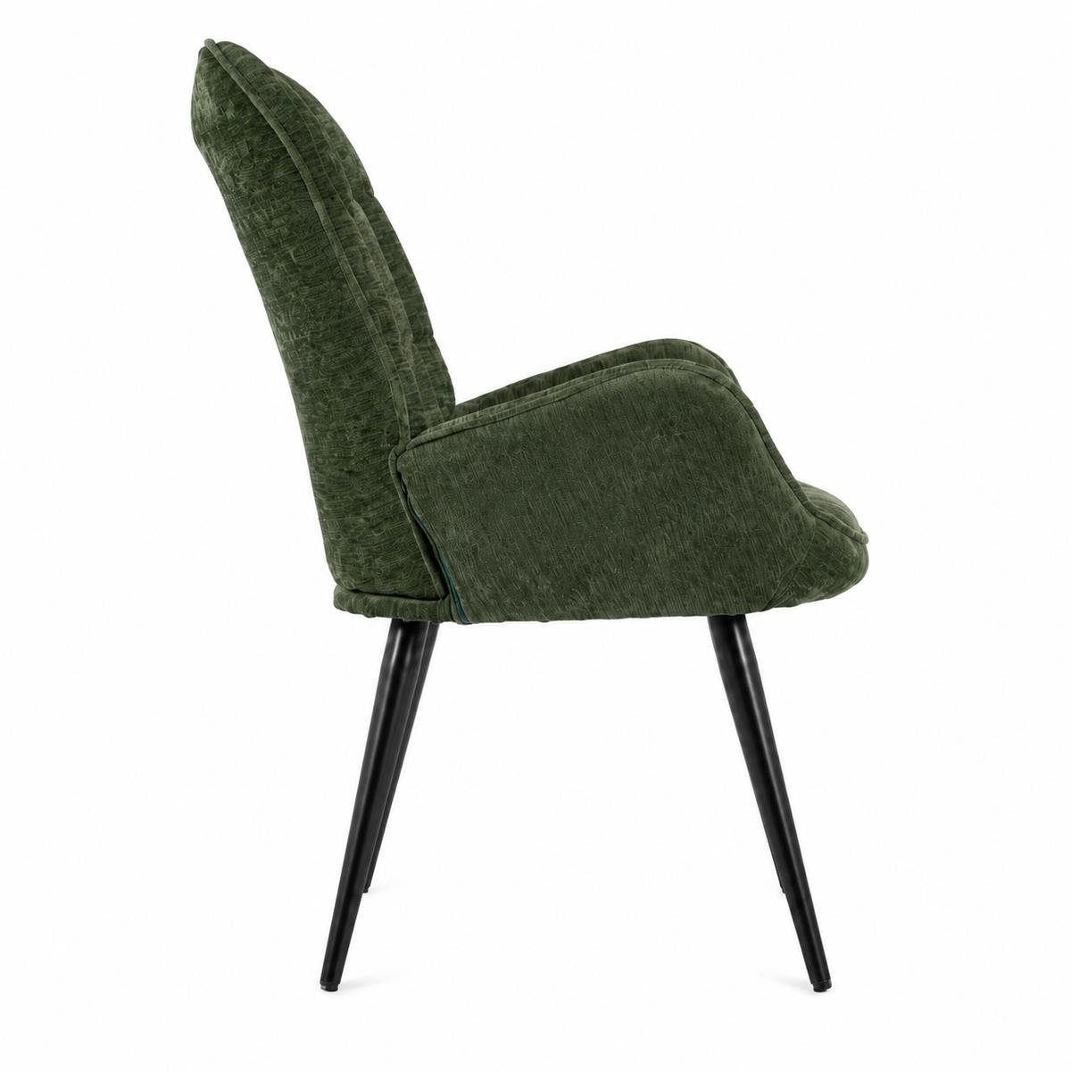 Fotel VIA tapicerowany wypoczynkowy 69x63x89 cm do salonu biura nogi czarne, szenil zielony nr. 7