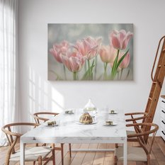 Obraz Na Płótnie Delikatne Różowe Kwiaty Tulipany 70x50 Dekoracja do Salonu - Miniaturka zdjęcia nr 4