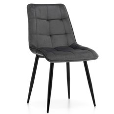 Krzesło CHIC szare tapicerowane welurowe aksamit do jadalni lub salonu 