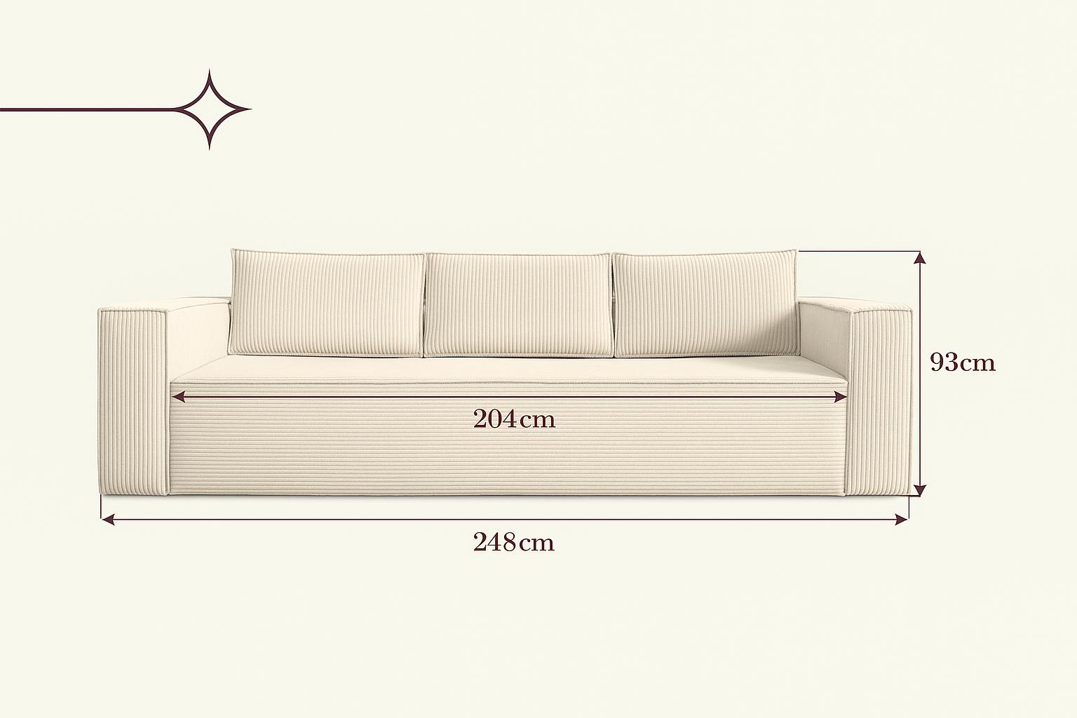 Kanapa 3-osobowa rozkładana Verona 248x52x93 cm wersalka z funkcją spania i pojemnikiem sprężyny bonell sztruks beżowa do salonu WERONA nr. 9