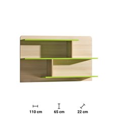 Szafka wisząca 110x22x65 cm Lorento z trzema półkami jesion coimbra zieleń limonki do pokoju - Miniaturka zdjęcia nr 2