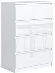 Komoda z 4 szufladami 70x39x102 cm biała front połysk do salonu i sypialni - Miniaturka zdjęcia nr 1