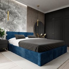Łóżko tapicerowane do sypialni basic 120x200x88 cm granatowe - Miniaturka zdjęcia nr 1