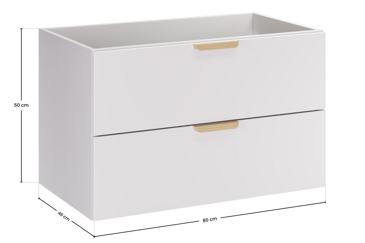 Szafka łazienkowa pod umywalkę 80 cm Aster White biała wisząca gładka 2 szuflady  nr. 5