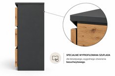 Komoda 120 cm MARTUSIA 78,5x120x39 cm z 6 szufladami dąb artisan antracyt do salonu i sypialni - Miniaturka zdjęcia nr 6