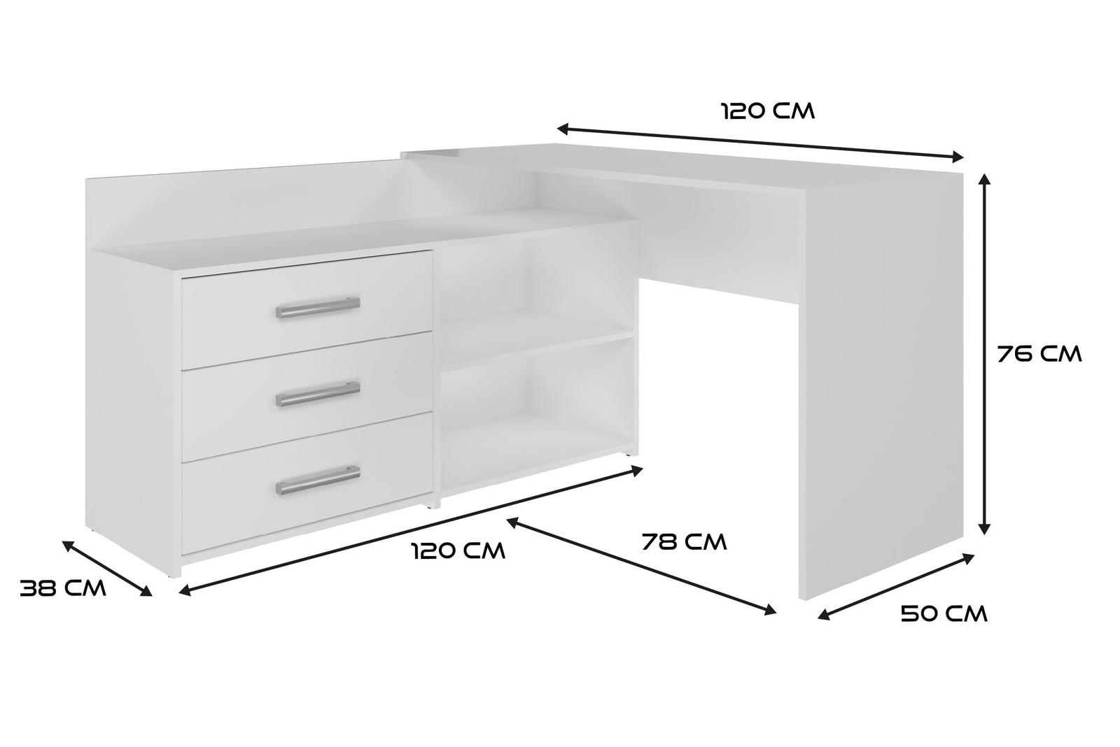 Biurko DANY 120x50x76 cm funkcjonalne do biura pokoju z szufladami biały nr. 6