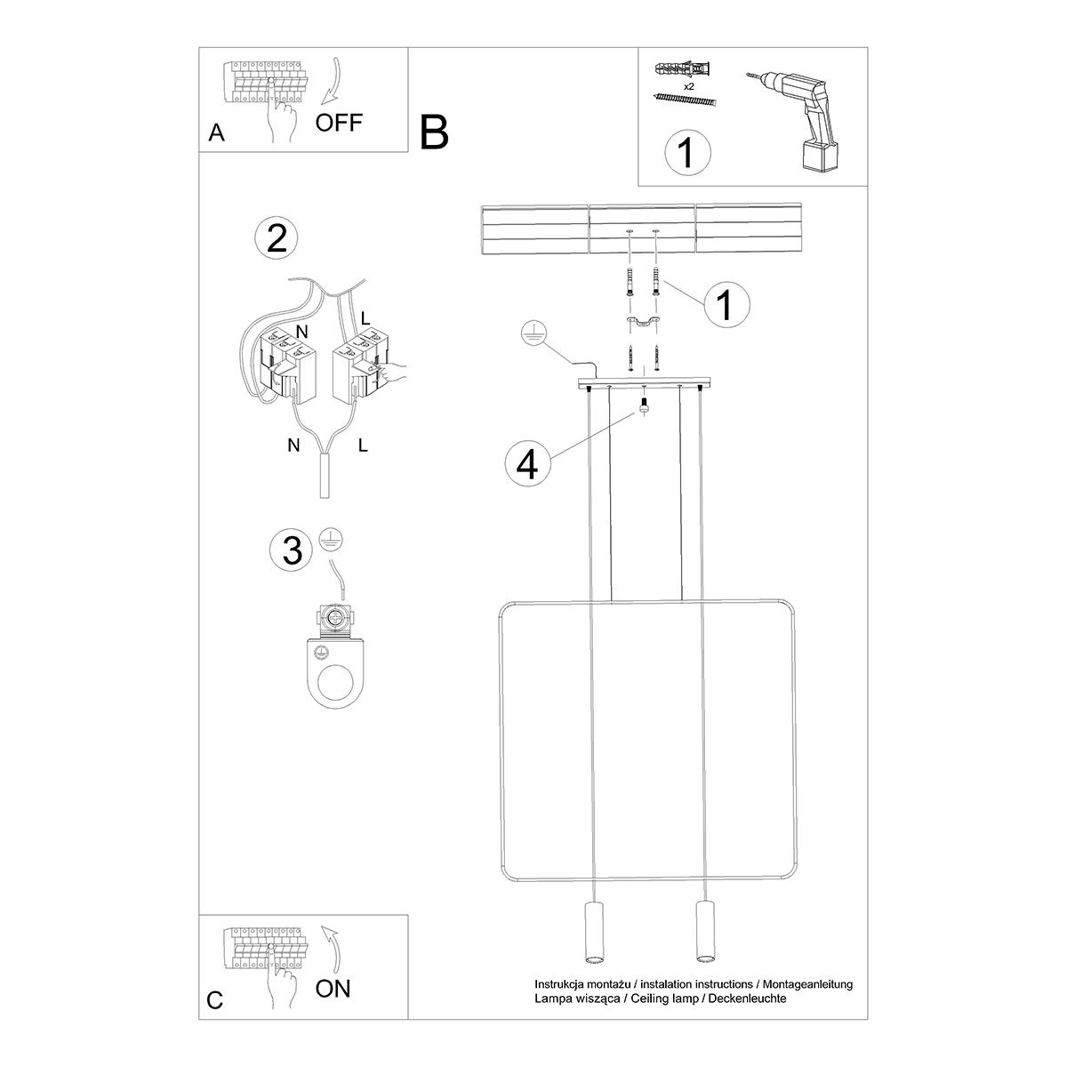 Lampa wisząca RANA 2 czarna 200x6x100cm nowoczesna G10 do salonu nr. 9