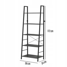 Regał 56x34x172 cm z pięcioma półkami na metalowym stelażu marmurowy czarny do salonu - Miniaturka zdjęcia nr 7