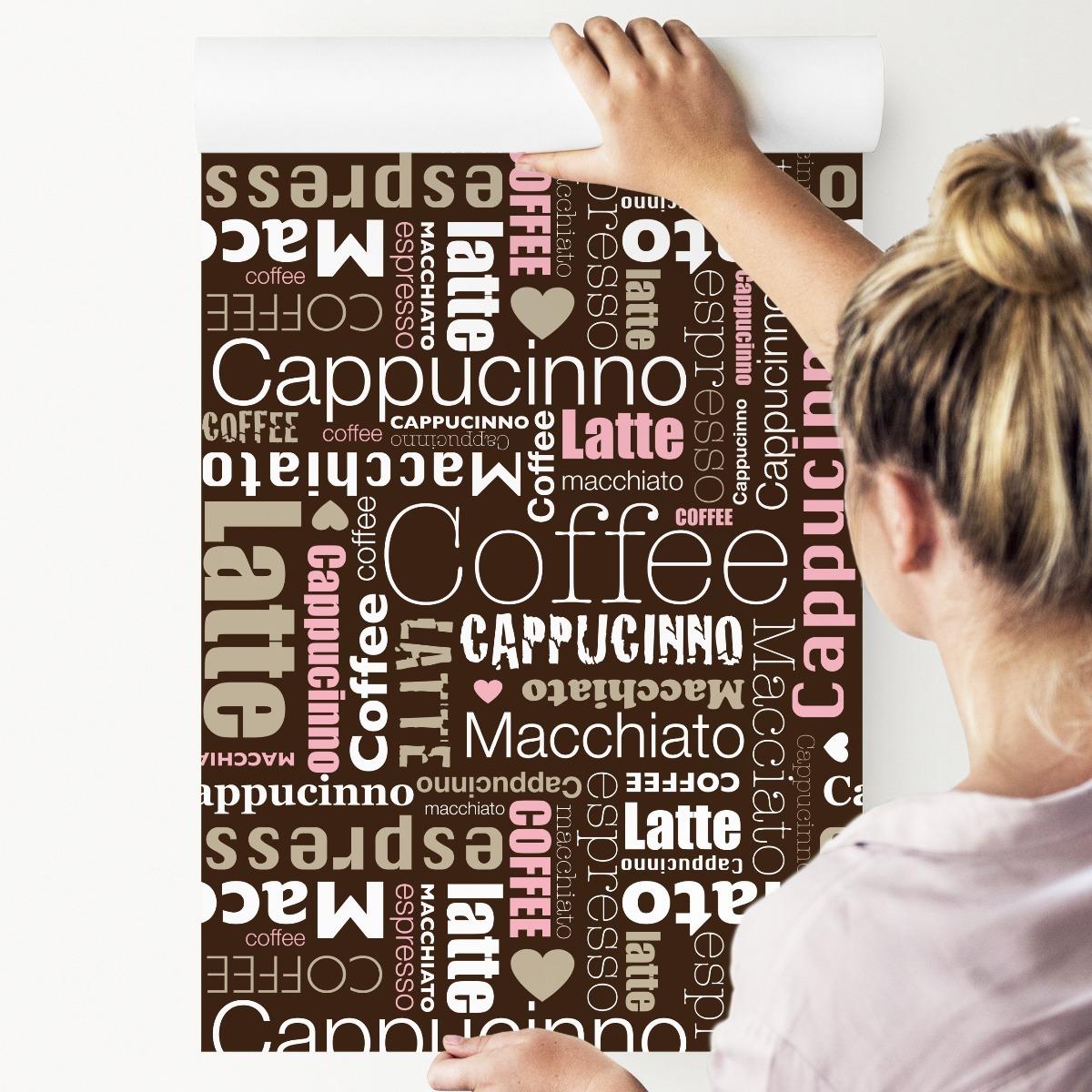 Tapeta kawa typografia napisy serduszka do kuchni  nr. 3