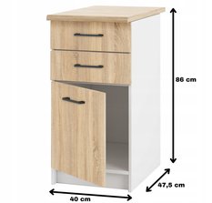 Szafka kuchenna dolna 40x86x60 cm stojąca z szufladami blatem dąb sonoma do kuchni - Miniaturka zdjęcia nr 2