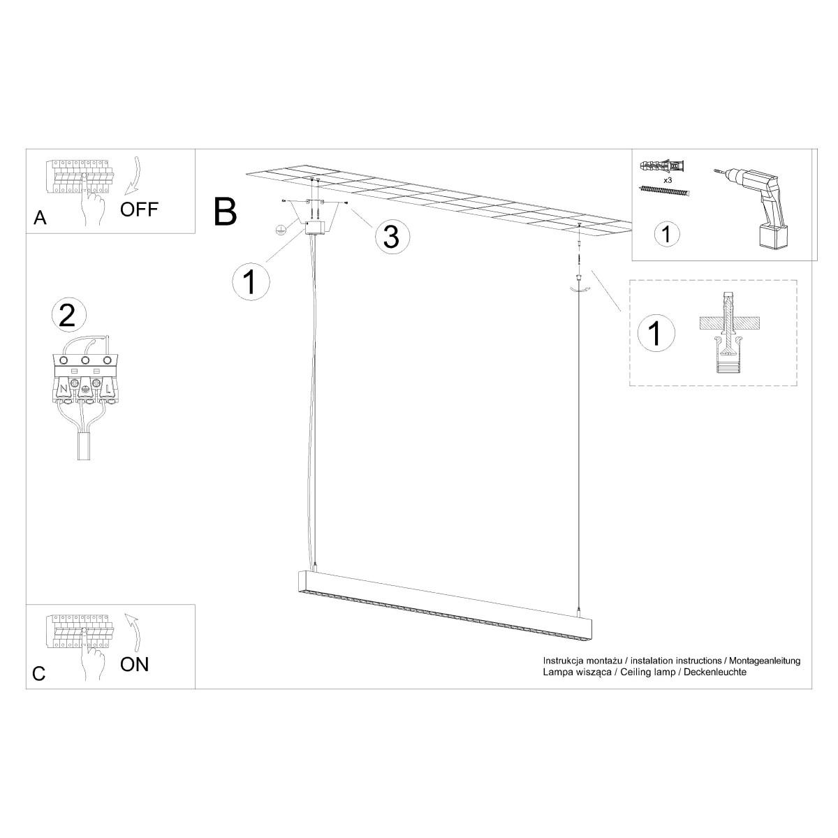 Plafon SOREN czarny LED 3000K 6.3x3.3x120cm nowoczesna lampa do salonu nr. 9