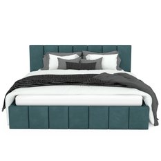 Łóżko tapicerowane 160x200 premium z pojemnikiem do sypialni turkusowe wezgłowie 107 cm - Miniaturka zdjęcia nr 9