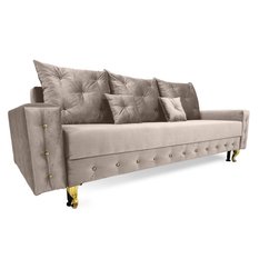 Kanapa PERIA glamour 230x95x85 cm z funkcją spania i przechowywania kryształki welur beżowy do salonu - Miniaturka zdjęcia nr 3