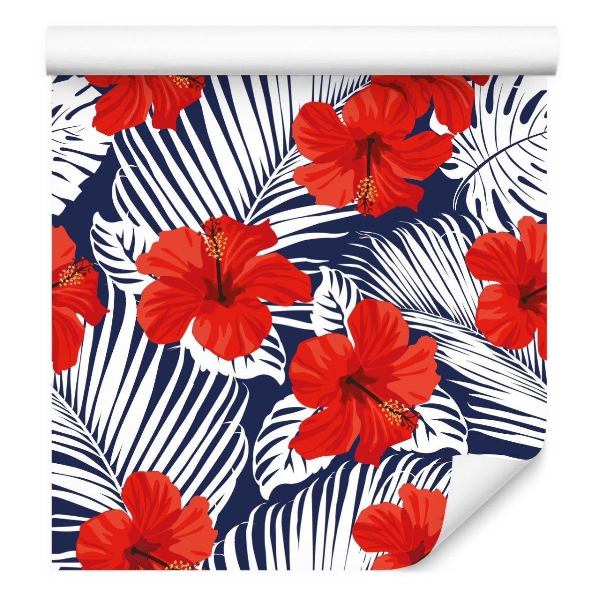 Tapeta Ścienna HIBISKUS Kwiaty Liście Tropikalne 53x1000  nr. 4