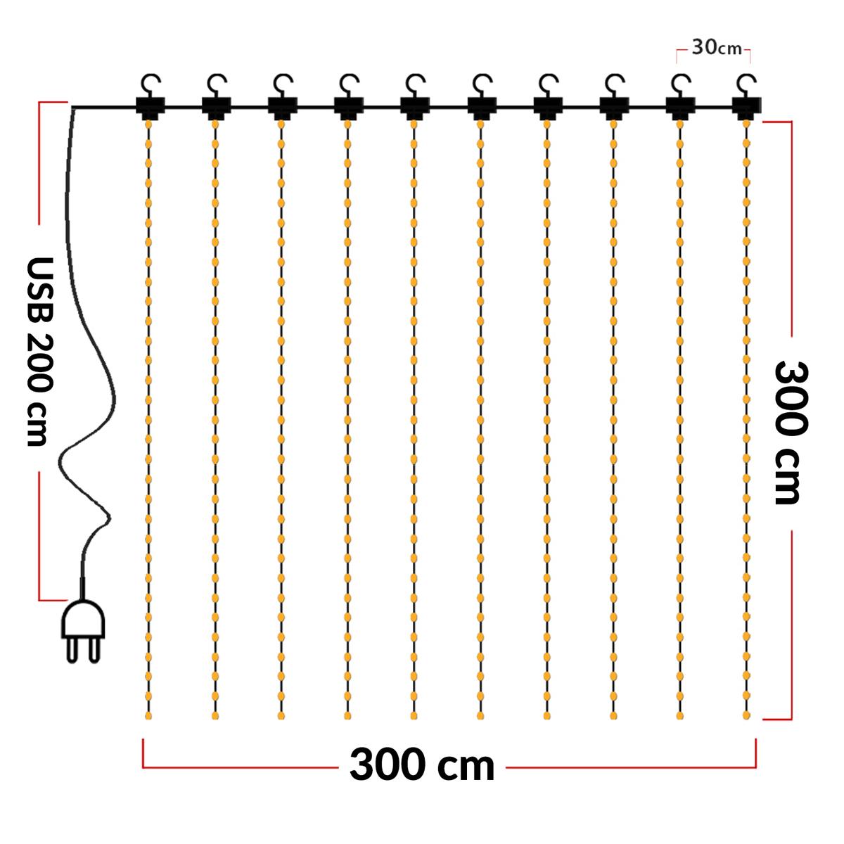 Girlanda LED Heckermann YS-0003 3x3m 300LED Warm nr. 2