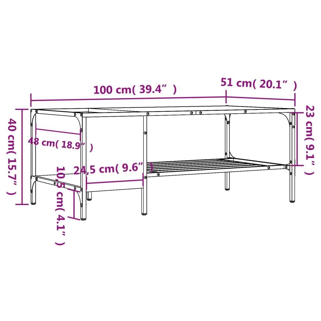 Stolik kawowy 100x51x40 cm z przestronnymi półkami dąb sonoma do salonu nr. 9