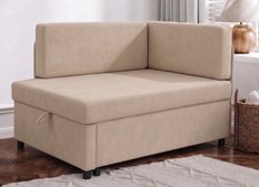 Sofa Viluś 106x75x80 cm beżowy rozkładana sofa narożna jednoosobowa z funkcją spania i pojemnikiem na pościel - Miniaturka zdjęcia nr 3