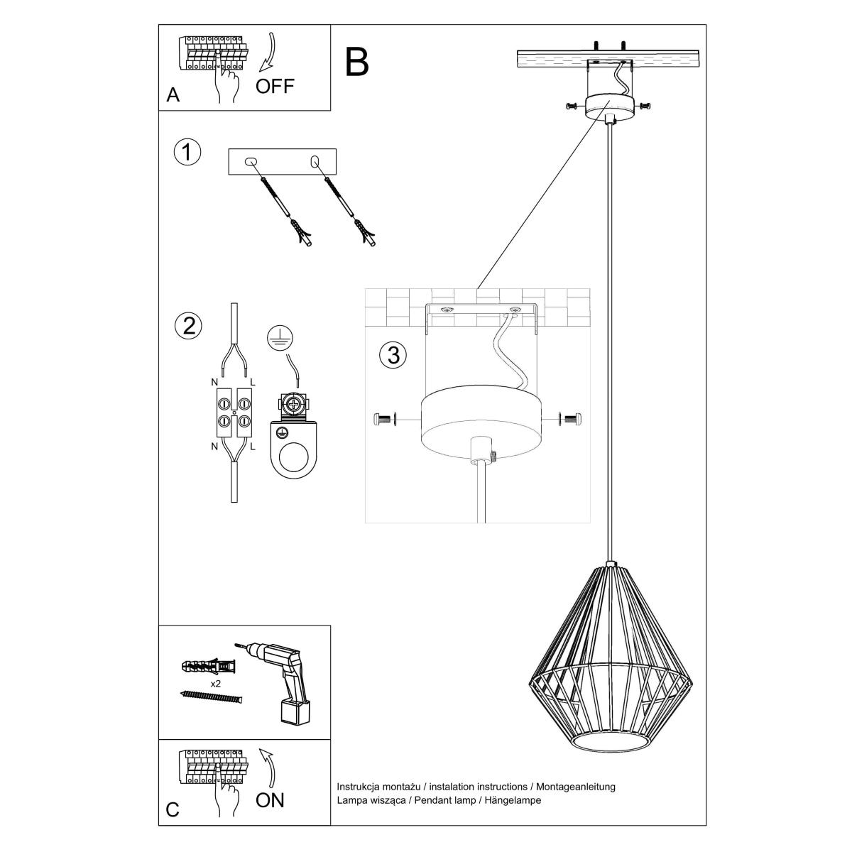 Lampa wisząca DEMI czarna 130x28x28cm nowoczesna E27 do salonu nr. 5