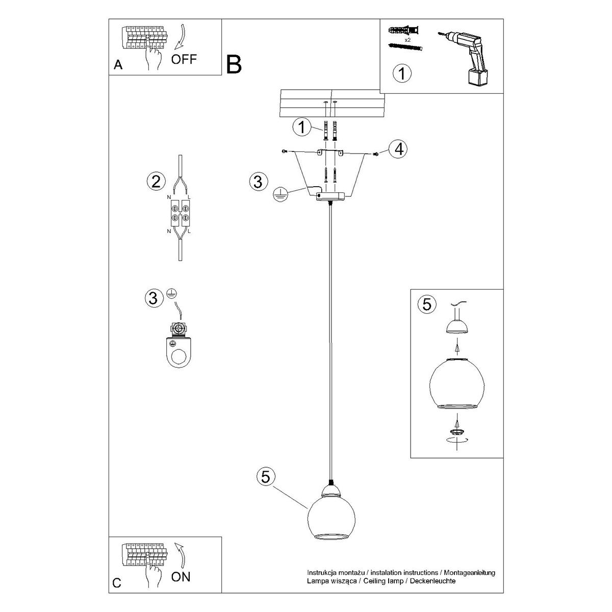 Lampa wisząca ALINO 1 czarna 130x15x15cm nowoczesna E27 do salonu nr. 5