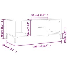 Stolik kawowy 102x50x40 cm z praktyczną szufladą i 2 przegrodami dąb sonoma do salonu - Miniaturka zdjęcia nr 11