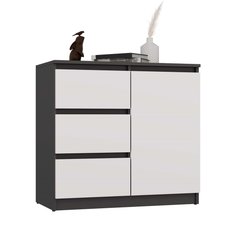 Komoda Malwa 75x80x40 cm do salonu sypialni antracyt biały - Miniaturka zdjęcia nr 1