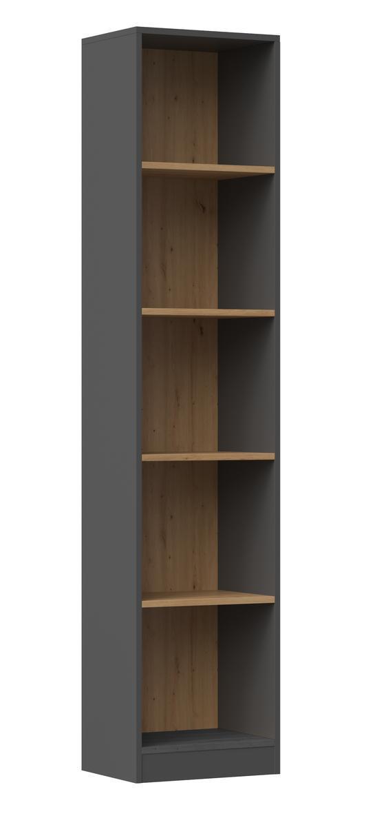 Regał MARTUSIA 40x182x30 cm do biura na książki grafit dąb artisan