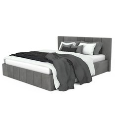 Łóżko tapicerowane 140x200 premium z pojemnikiem do sypialni szare wezgłowie 107 cm - Miniaturka zdjęcia nr 8