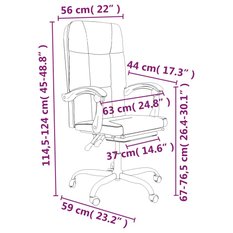 Fotel obrotowy 63x59x124 cm biurowy rozkładany z regulacją czarny sztuczna skóra krzesło do biura lub pokoju czy gabinetu - Miniaturka zdjęcia nr 10