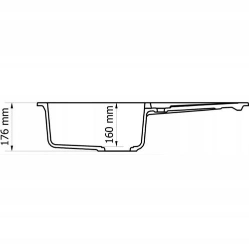 Zlewozmywak granitowy 1-komorowy 77x43x17,6 cm MERKURY 40 z ociekaczem czarny nr. 4