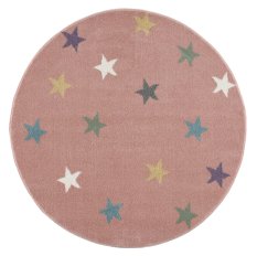 Dywan dziecięcy okrągły Pink Stars Round 160 cm do pokoju dziecięcego różowy w gwiazdki - Miniaturka zdjęcia nr 2